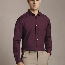 Louis Philippe Spread Collar Cotton Formal Shirt-picture-8
