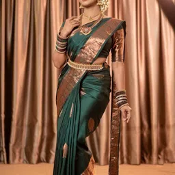 Lookmark Woven Design Zari Banarasi Saree With Unstitched Blouse Piece-image-28