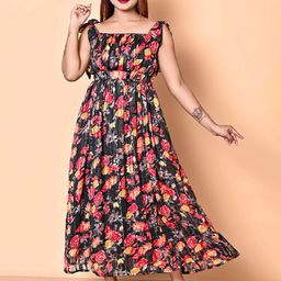 BAESD Floral Print Chiffon A-Line Maxi Dress-picture-3