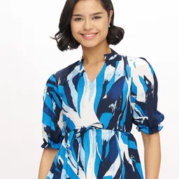 AASK Women's Polyester Printed Navy Blue Color Regular Top-picture-30