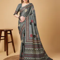 DIVASTRI Polka Dot Silk Blend Banarasi Saree-picture-4