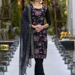 SHREE LAXMINARAYAN EXPORT Women Floral Embroidered Kurta with Trousers & Dupatta-picture-31