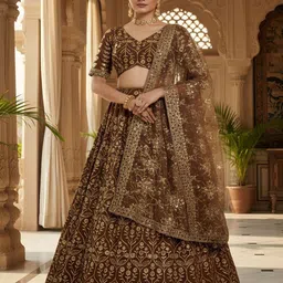 MISS CLOTHING Embroidered Sequinned Faux Georgette Ready to Wear Lehenga Choli-picture-23