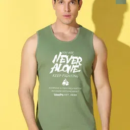 WOOSTRO Pack Of 2 Printed Super Combed Cotton Gym VestsVWS26(ALONE LGTGREEN)(98 LGTGREEN)-image-10