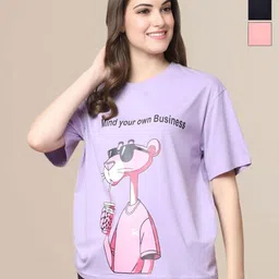 Mast & Harbour Women Pack of 3 Oversized Cotton T-shirt-picture-25