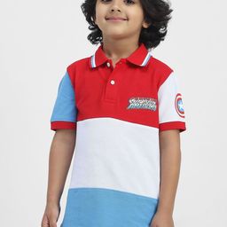 BONKIDS Boys Captain America Colourblocked Polo Collar Cotton T-shirt-picture-29