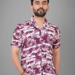 Metronaut Men Cuban Collar Floral Printed Casual Shirt-image-84