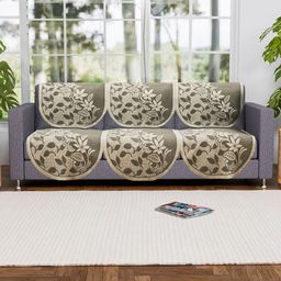 Aura Cream-Coloured & Off White Cotton Sofa Cover-17