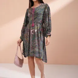 Vishudh Women Ethnic Motifs Print Fit & Flare Dress-image-26