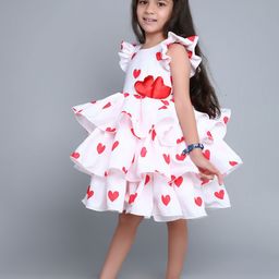 Pink Chick Print Flutter Sleeve Fit & Flare Dress image 2
