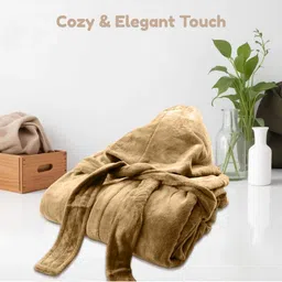 HOUSSE Yellow 450 GSM Hooded Bath Robe With Belt-18