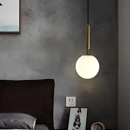 KINIS Gold-Toned & White Textured Spherical Shaped Ceiling Lamp image 2