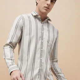 Fame Forever by Lifestyle Men Slim Fit Spread Collar Vertical Striped Cotton Casual Shirt-image-45