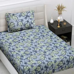 Myntra Elegant Homes Grey & Green Abstract 300 TC Single Bedsheet Set-2.25 mX1.5 m-picture-16