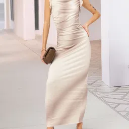 DressBerry Classic Charm Dyed Ruffled Maxi Sheeath Dress-image-15