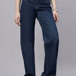ZUYA Women Comfort Wide Leg High-Rise Low Distress Jeans-picture-34