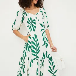max Women Tropical Print A-Line Dress-image-7