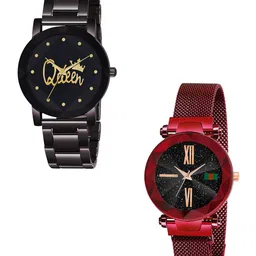 Gopal Shopcart Unisex Dial & Bracelet Style Straps Analogue Watch Metal_Queen_379_Red_roman-51