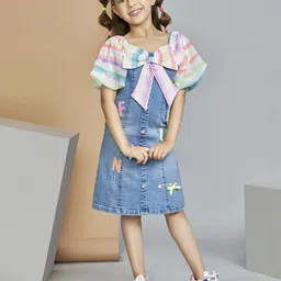 Peppermint Girls Flared Sleeve Denim A-Line Dress-picture-53
