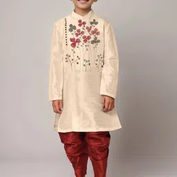 DEVOILER Boys Floral Printed Mandarin Collar Straight Kurta-49