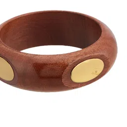 ATIBELLE Set Of 3 Gold-Plated Round-Square Twisted Shaped Wooden Bangles image 5