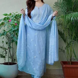 Royal Export Floral Embroidered Sequinned Kurta with Trouser & Dupatta-46