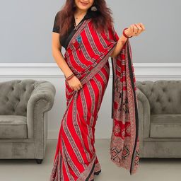 HERE&NOW Striped Satin Leheriya Saree-picture-29