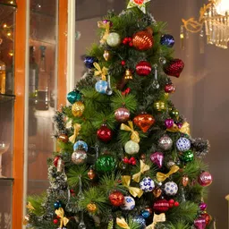 Indianshelf25Pcs Green Textured Glass Christmas Tree Decor-image-7