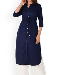 KIZI Mandarin Collar Pure Cotton Kurta-image-6