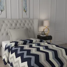 Raymond Home Navy Blue & Grey Chevron Printed 300 GSM AC Room Single Bed Quilt-picture-10