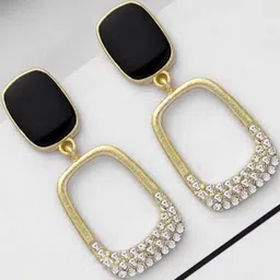 Inara Robes Women Black & Gold-Plated Rhinestones Earrings-picture-16