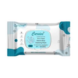 CURSIVE Refreshing Cool Water 3-In-1 Hand Body & Face Wet Wipes - 25 Pulls-image-0