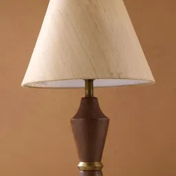 Fabindia Basix Beige Textured Cotton Frusturical Shaped Table Lamp-40