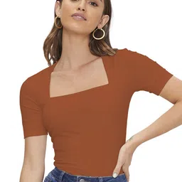 BAESD Women Solid Square Neck Top-image-14