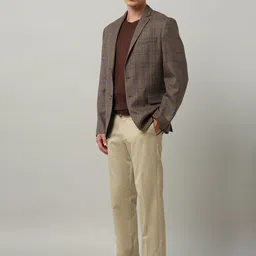 Arrow Checked Single Breasted Notched Lapel Collar Formal Blazer image 2