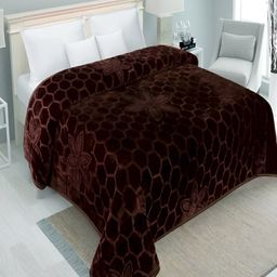 tundwal's Brown Geometric Mink Heavy Winter Double Bed Blanket-image-50