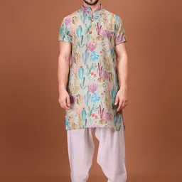 SHIWAM ETHNIX Men Floral Printed Kurta with Salwar-picture-8