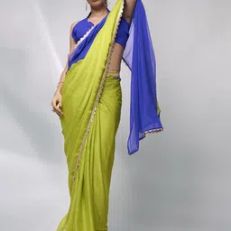 Kalista Colourblocked Sequinned Pure Chiffon Ready to Wear Saree-16