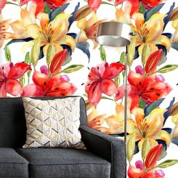 ArtzFolio Printed UV-Resistant Anti-Bacterial Watercolor Lily Flowers Peel & Stick Wallpaper-image-93