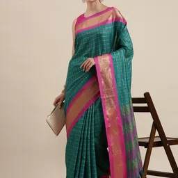 LeeliPeeri Designer Checked Woven Design Zari Saree-picture-56