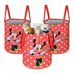 Kuber Industries Red & White 3 Pieces Disney Minnie Printed Multi-Utility Organisers-75