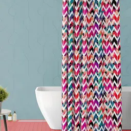 ArtzFolio White & Red Printed Waterproof Shower Curtain-17