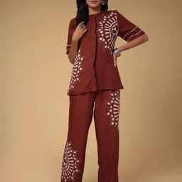 ZARI Floral Embroidered Shirt With Trouser-image-94