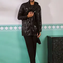 VASTRAMAY Men Embroidered Regular Sequinned Kurta with Trousers & With Dupatta-4