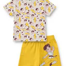 Chhota Bheem Boys Printed Short Sleeves Pure Cotton T-shirt With Shorts-picture-27