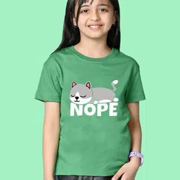 NUSYL Girls Nope Printed Round Neck Short Sleeves Oversized T-shirt-image-71