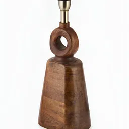Fabindia Sangam Brown & White Textured Wooden Cylindrical Shaped Table Lamp-image-12