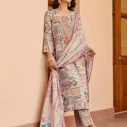 Happy Design Women Ethnic Motifs Printed Kurta with Pyjamas & Dupatta-image-15