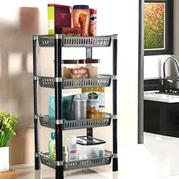 Kuber Industries Silver-Toned & Black Long Lasting 4-Layer Kitchen Organiser-32
