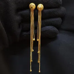 Anshenterpris Gold-Plated Sui Dhaga Tasselled Circular Drop Earrings-98